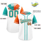 Custom White Orange and Aqua Split Fashion Raglan Sleeves Authentic Baseball Hoodie Jersey Limited
