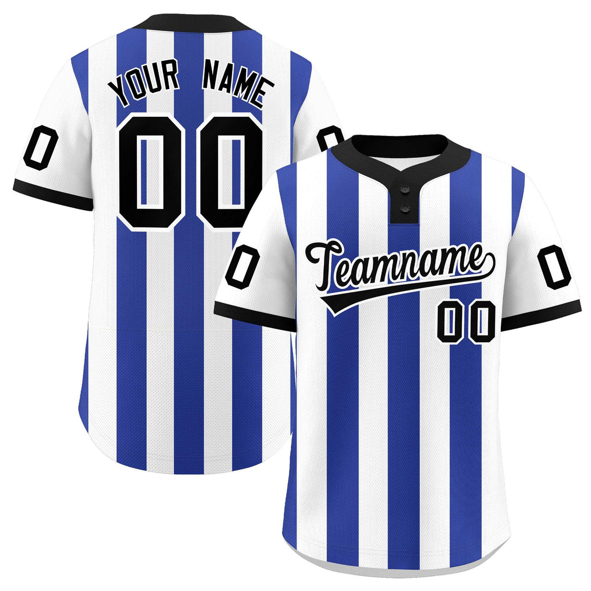 Custom White Royal Stripe Fashion Authentic Two-Button Softball Jersey