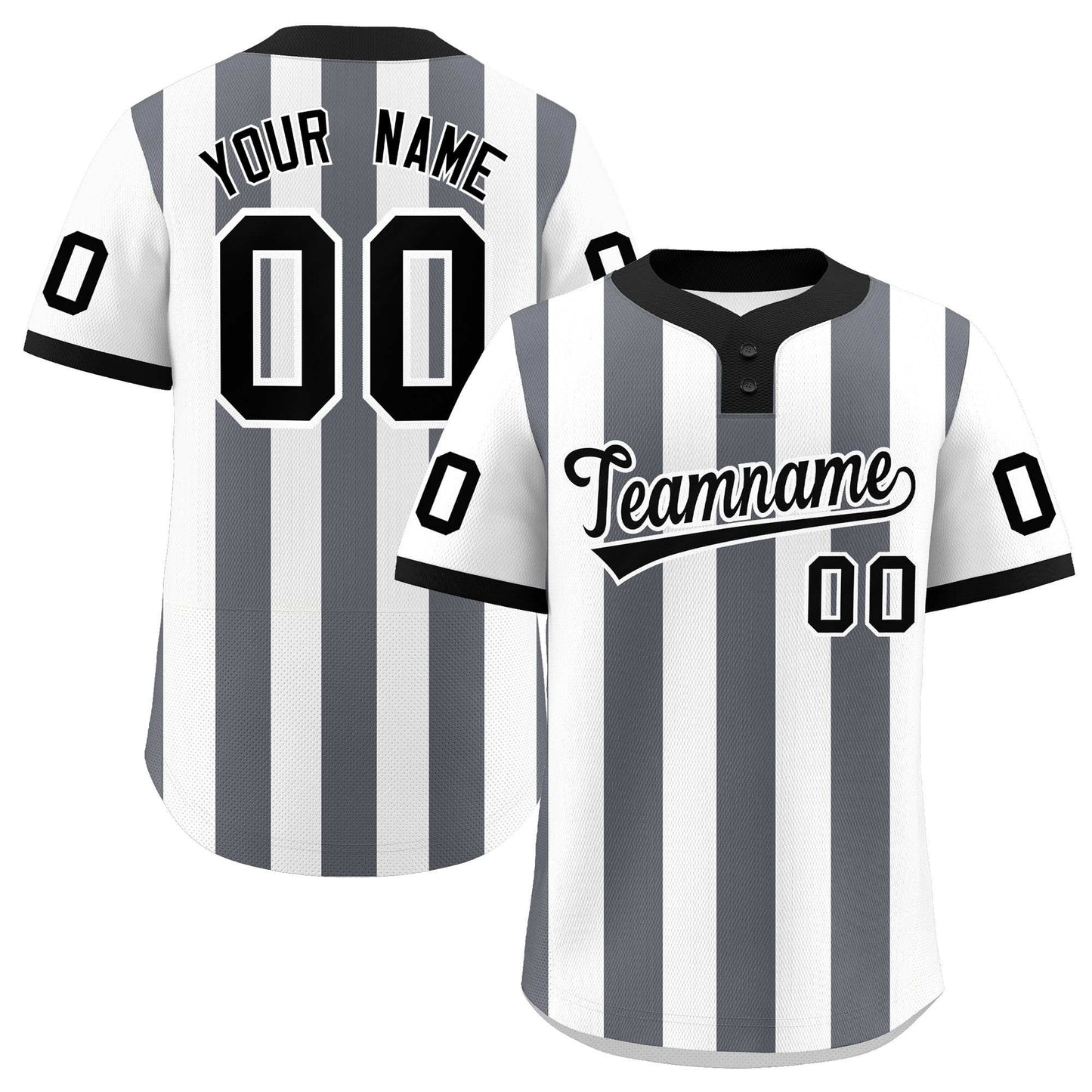 Custom White Dark Gray Stripe Fashion Authentic Two-Button Softball Jersey