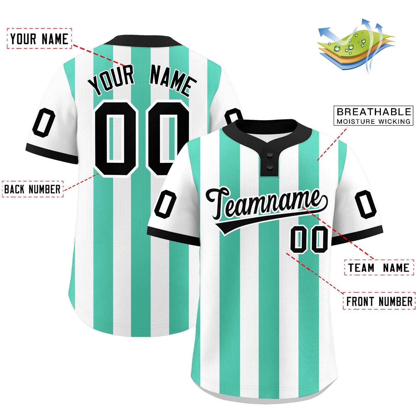 Custom White Bright Green Stripe Fashion Authentic Two-Button Softball Jersey Limited