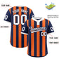 Custom Navy Orange Stripe Fashion Authentic Two-Button Softball Jersey Limited