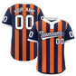 Custom Navy Orange Stripe Fashion Authentic Two-Button Softball Jersey