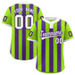 Custom Neon Green Purple Stripe Fashion Authentic Two-Button Softball Jersey
