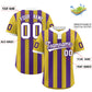 Custom Old Gold Purple Stripe Fashion Authentic Two-Button Softball Jersey Limited