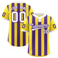 Custom Gold Purple Stripe Fashion Authentic Two-Button Softball Jersey