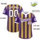 Custom Purple Old Gold Stripe Fashion Authentic Two-Button Softball Jersey Limited