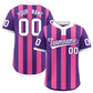 Custom Purple Pink Stripe Fashion Authentic Two-Button Softball Jersey