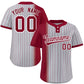 Custom Crimson Gray Gradient Stripe Fashion Authentic Two-Button Softball Jersey