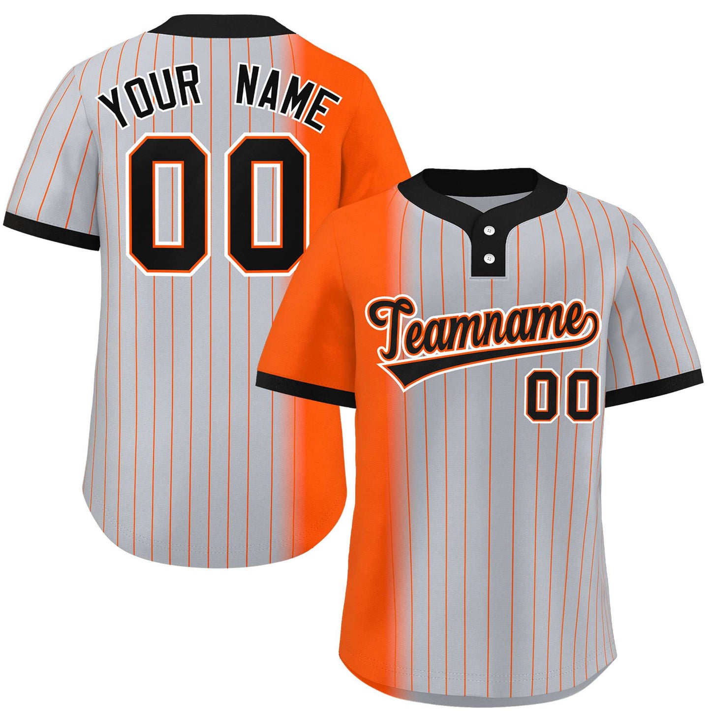 Custom Orange Gray-Black Gradient Stripe Fashion Authentic Two-Button Softball Jersey
