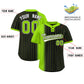 Custom Neon Green Black Gradient Stripe Fashion Authentic Two-Button Softball Jersey Limited