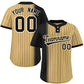 Custom Black Old Gold Gradient Stripe Fashion Authentic Two-Button Softball Jersey