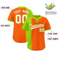 Custom Neon Green Orange Gradient Stripe Fashion Authentic Two-Button Softball Jersey Limited