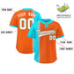 Custom Sky Blue Orange Gradient Stripe Fashion Authentic Two-Button Softball Jersey Limited