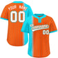 Custom Sky Blue Orange Gradient Stripe Fashion Authentic Two-Button Softball Jersey