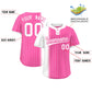Custom White Pink Gradient Stripe Fashion Authentic Two-Button Softball Jersey Limited