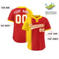 Custom Gold Red Gradient Stripe Fashion Authentic Two-Button Softball Jersey Limited