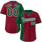 Custom Green Crimson Gradient Stripe Fashion Authentic Two-Button Softball Jersey