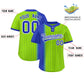 Custom Royal Neon Green Gradient Stripe Fashion Authentic Two-Button Softball Jersey Limited