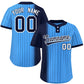 Custom Navy Powder Blue Gradient Stripe Fashion Authentic Two-Button Softball Jersey
