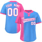Custom Pink Powder Blue Gradient Stripe Fashion Authentic Two-Button Softball Jersey