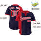 Custom Red Navy Gradient Stripe Fashion Authentic Two-Button Softball Jersey Limited