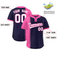Custom Pink Navy Gradient Stripe Fashion Authentic Two-Button Softball Jersey Limited
