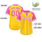 Custom Gold Pink-White Stripe Fashion Raglan Sleeves Authentic Two-Button Softball Jersey Limited