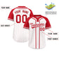 Custom White Red Stripe Fashion Raglan Sleeves Authentic Two-Button Softball Jersey Limited
