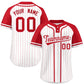 Custom White Red Stripe Fashion Raglan Sleeves Authentic Two-Button Softball Jersey