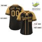 Custom Black Old Gold Stripe Fashion Raglan Sleeves Authentic Two-Button Softball Jersey Limited