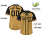 Custom Old Gold Black Stripe Fashion Raglan Sleeves Authentic Two-Button Softball Jersey Limited