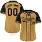 Custom Old Gold Black Stripe Fashion Raglan Sleeves Authentic Two-Button Softball Jersey