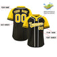 Custom Black Gold-White Stripe Fashion Raglan Sleeves Authentic Two-Button Softball Jersey Limited