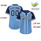 Custom Light Blue Navy-White Stripe Fashion Raglan Sleeves Authentic Two-Button Softball Jersey Limited