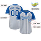 Custom Gray Royal-White Stripe Fashion Raglan Sleeves Authentic Two-Button Softball Jersey Limited