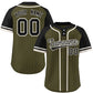 Custom Olive Black-Cream Stripe Fashion Raglan Sleeves Authentic Two-Button Softball Jersey