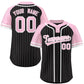 Custom Black Light Pink-White Stripe Fashion Raglan Sleeves Authentic Two-Button Softball Jersey
