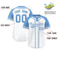 Custom White Light Blue Stripe Fashion Raglan Sleeves Authentic Two-Button Softball Jersey Limited