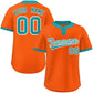 Custom Orange Aqua Stripe Fashion Authentic Two-Button Softball Jersey