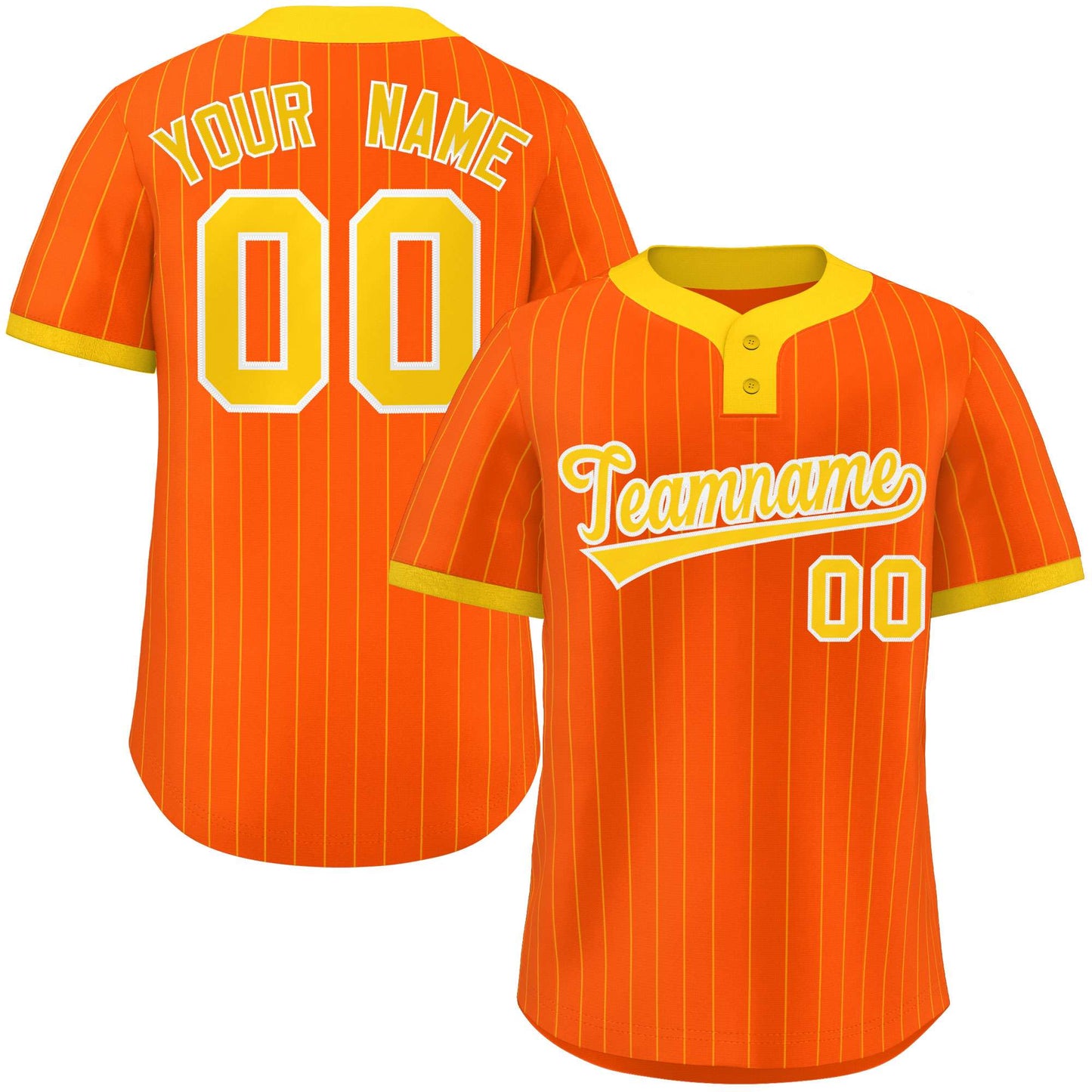 Custom Orange Gold Stripe Fashion Authentic Two-Button Softball Jersey