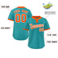 Custom Aqua Orange Stripe Fashion Authentic Two-Button Softball Jersey Limited