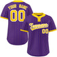 Custom Purple Gold Stripe Fashion Authentic Two-Button Softball Jersey
