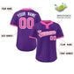 Custom Purple Pink Stripe Fashion Authentic Two-Button Softball Jersey Limited