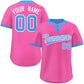 Custom Pink Powder Blue Stripe Fashion Authentic Two-Button Softball Jersey