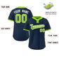 Custom Navy Neon Green Stripe Fashion Authentic Two-Button Softball Jersey Limited