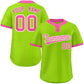 Custom Neon Green Pink Stripe Fashion Authentic Two-Button Softball Jersey