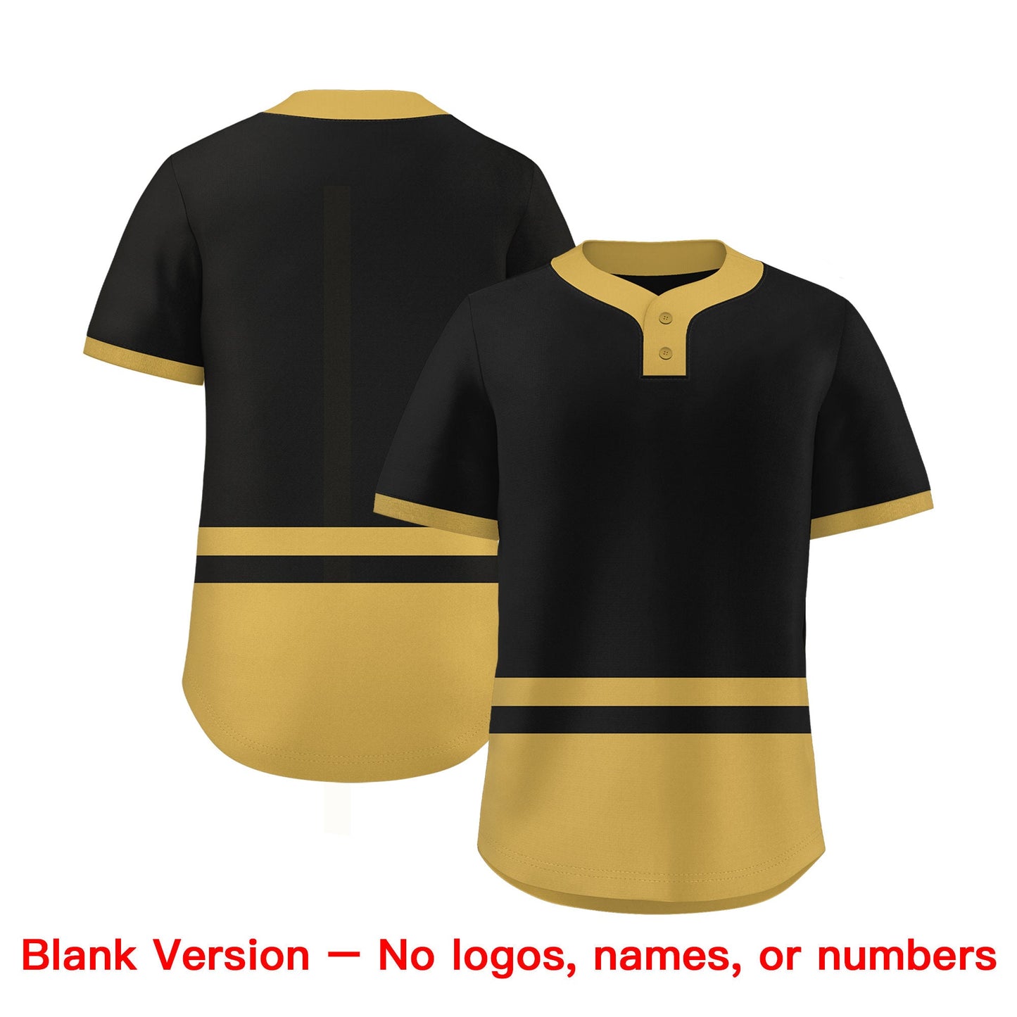 Custom Black Old Gold Color Block Personalized Authentic Two-Button Softball Jersey Limited