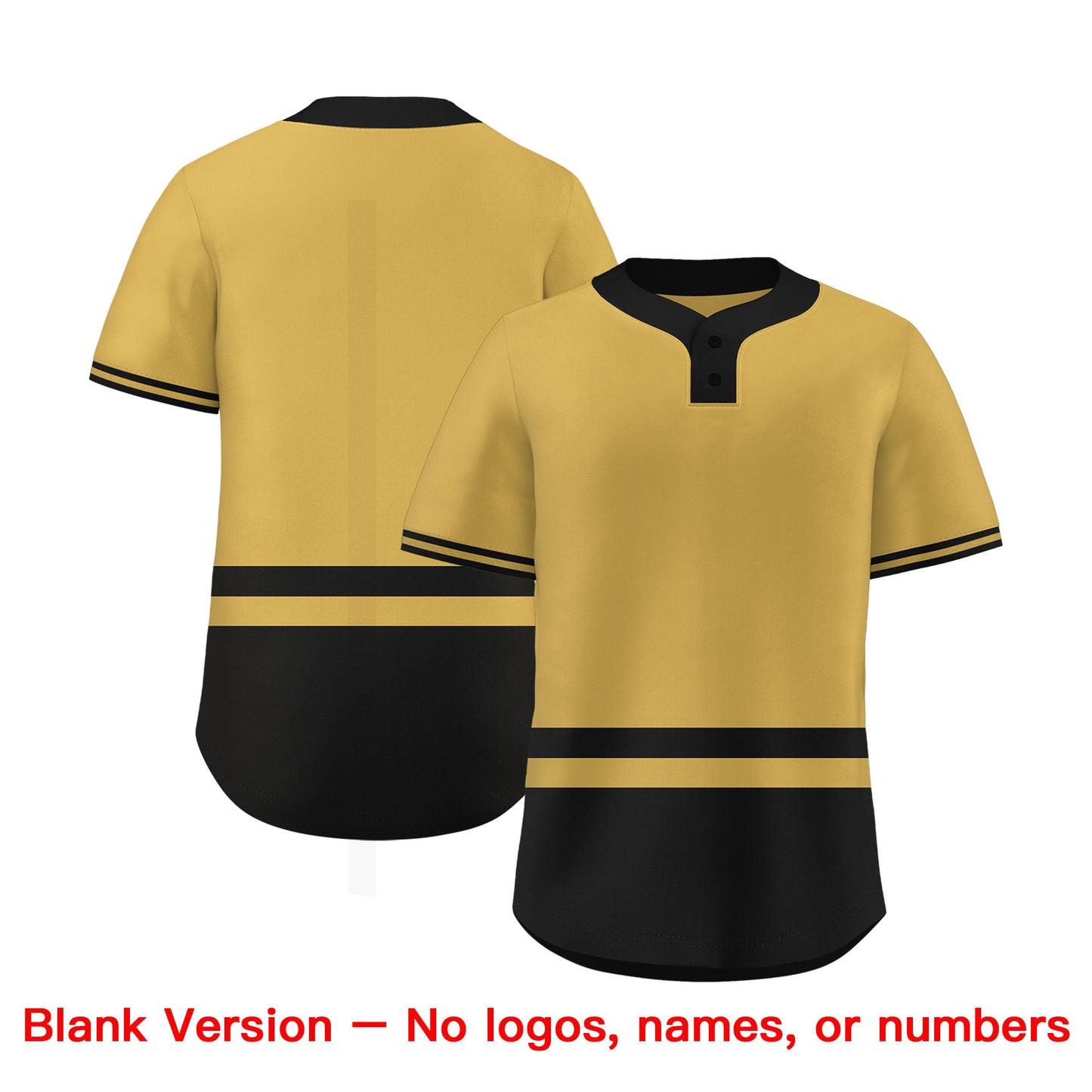 Custom Gold Black Color Block Personalized Authentic Two-Button Softball Jersey Limited