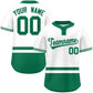 Custom White Kelly Green Color Block Personalized Authentic Two-Button Softball Jersey