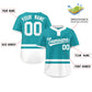 Custom Aqua White Color Block Personalized Authentic Two-Button Softball Jersey Limited